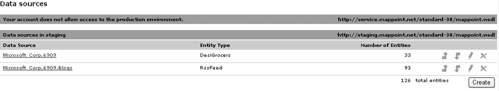 Data management UI from the customer services site