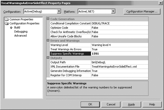 Asking certain warnings to be suppressed