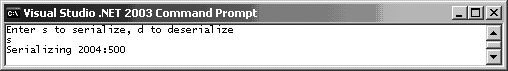 Output from Example 2-14: Serializing