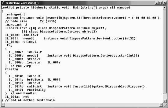 MSIL generated for Main() in Example 5-10