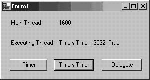 Output from Example 7-29 clicking Timers Timer button