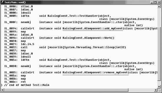 MSIL for AddHandler and RemoveHandler calls in Example 7-37