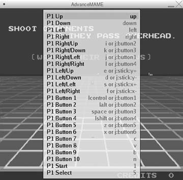 Messing with control settings in AdvanceMAME