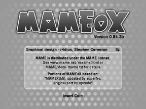 The MAMEoX title screen