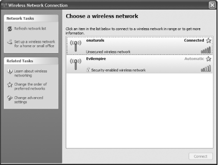 The Wireless Network Connection Properties screen