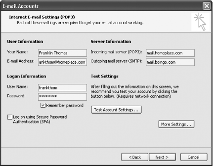 Configuring Outlook to use Boingo’s SMTP server