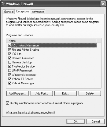 Enabling specific incoming services and traffic to bypass XP’s Windows Firewall