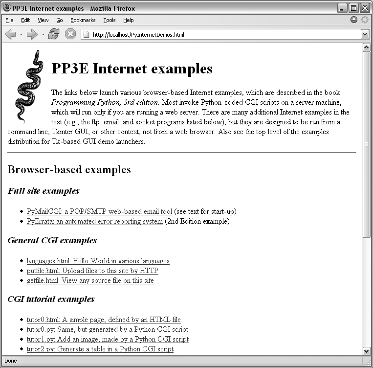 The PyInternetDemos web page