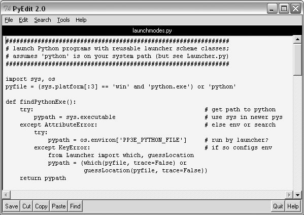 PyEdit program spawned from launchmodes