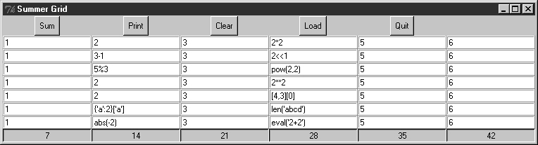 Python expressions in the data and table