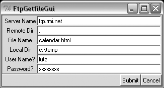 FTP getfile input form