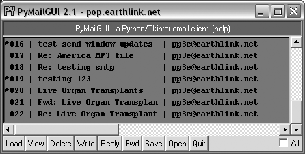 PyMailGUI mail list after sends and load