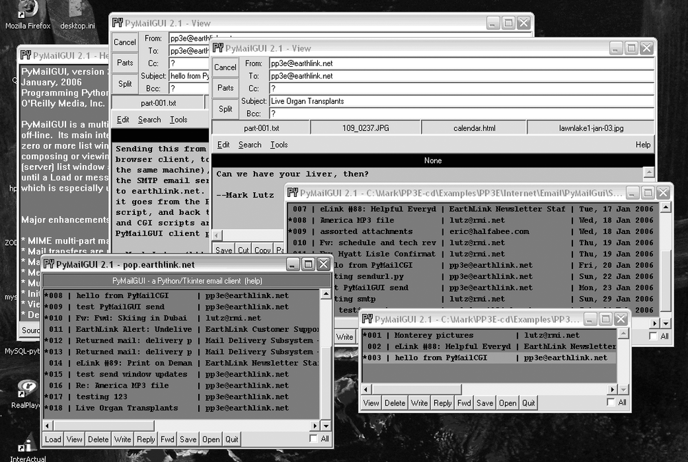 PyMailGUI multiple windows and text editors