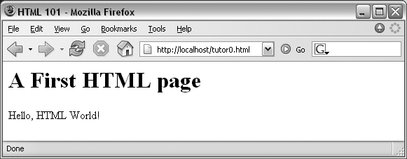 A simple web page from an HTML file