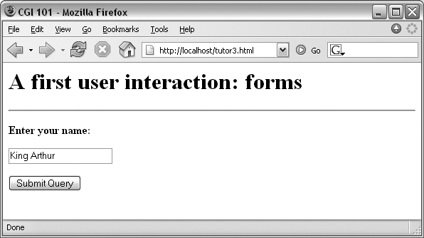 A simple form page generated by tutor3.html