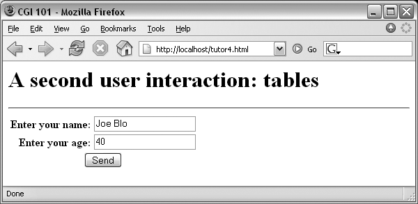 A form laid out with table tags