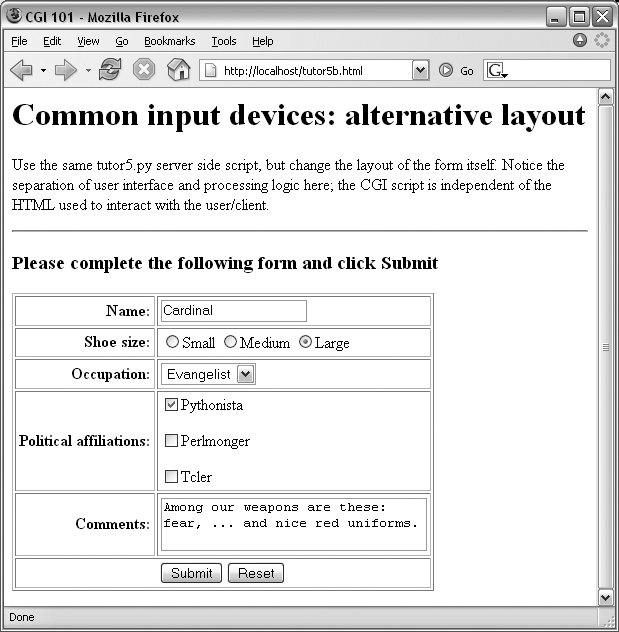 Form page created by tutor5b.html