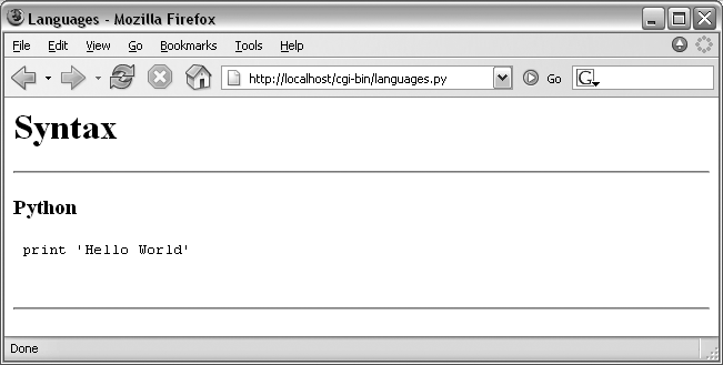 Response page created by languages.py