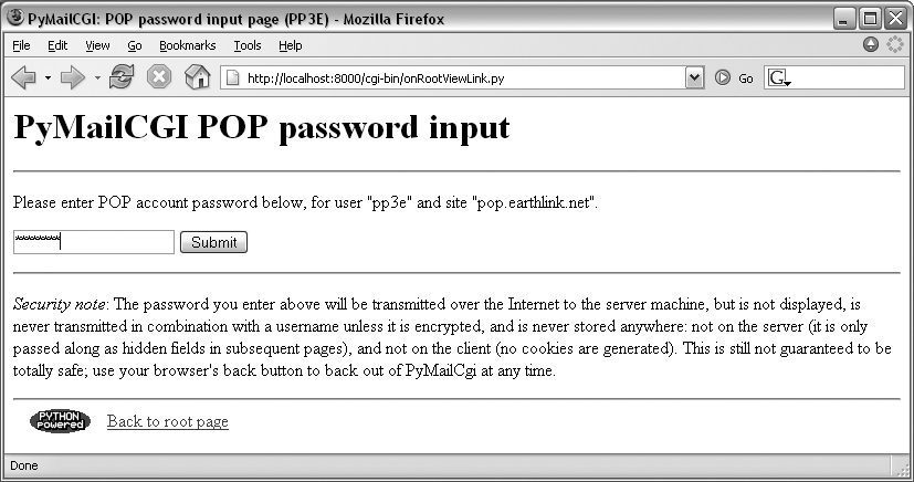 PyMailCGI view password login page