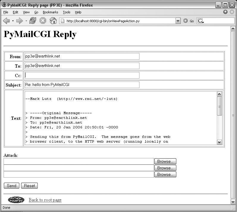 PyMailCGI reply page