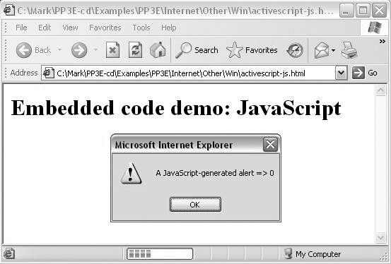 Internet Explorer running embedded JavaScript code