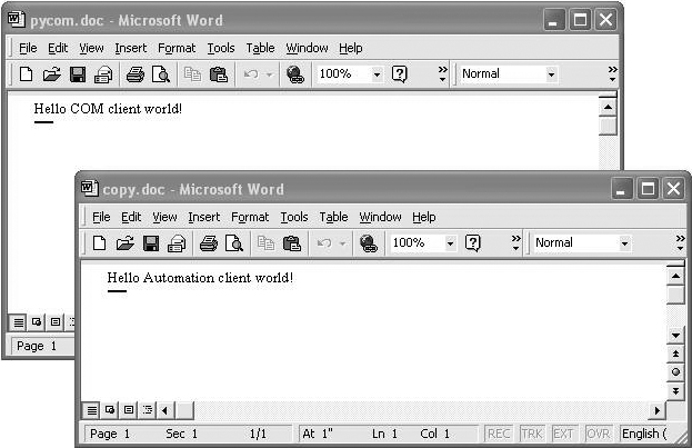 Word files generated by Python COM client