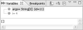 The Variables view shows all the values in scope. Changes since the last step or resume are highlighted in red.