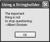 Piecing together strings with the StringBuilder