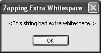 The test string after zapping extra whitespace characters