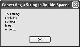 A string comprised of five lines of single-spaced text