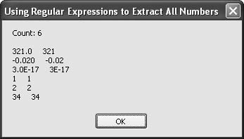 Parsing the sample string reveals all the numbers it contains