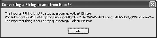 A sample string converted to Base64 and back again