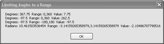 Using the Range( ) function to normalize angles in degrees or radians