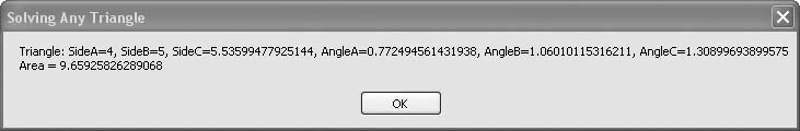Solving a triangle with the Triangle class
