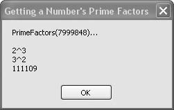 Using the PrimeFactors( ) function to find all the prime factors of a number in one call