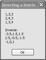 Finding the inverse of a square matrix with the MatrixHelper.Inverse( ) function