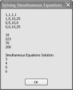 Solving a set of four equations with four unknowns