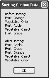 Sorting custom data using the IComparable interface