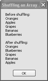 Randomizing an array’s elements with the Shuffle( ) method