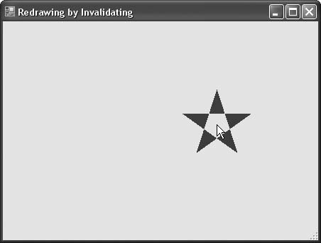 As the mouse moves the form is invalidated, causing the star to move with the cursor