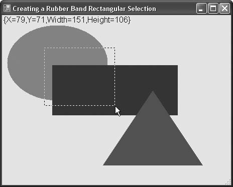 The RubberBand class lets you select rectangular areas of any graphics area