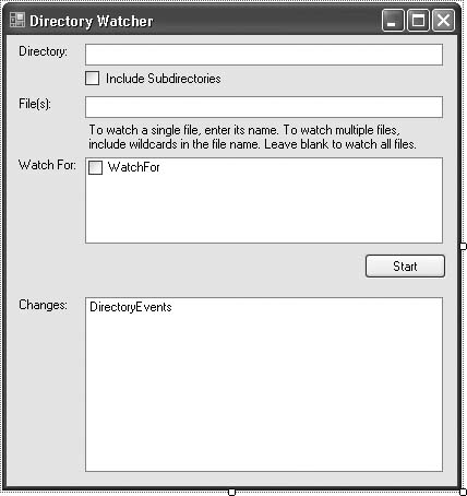 Controls for the directory watcher sample