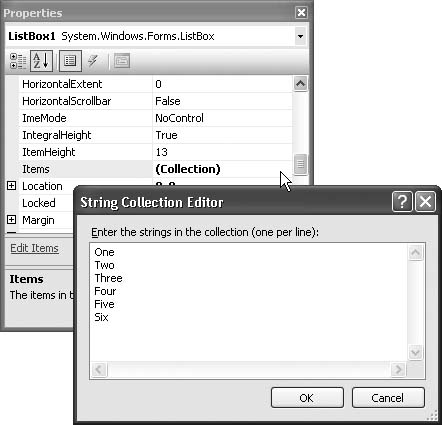 Using the ListBox’s String Collection Editor