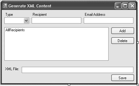 Controls for the XML-generation sample