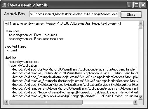 The assembly details for an application assembly