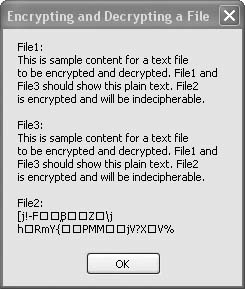 Original, encrypted, and decrypted versions of a file