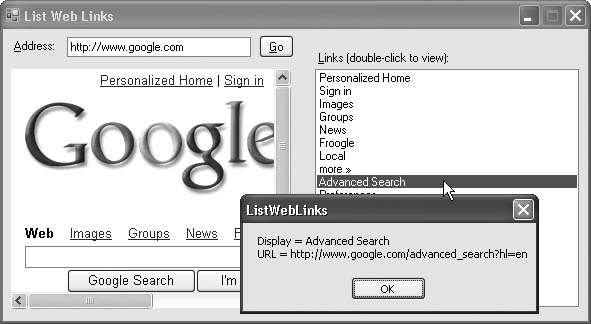 Displaying the URL for a parsed web link