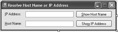 Controls for the IP and host name resolution sample