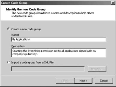 Creating a new code group