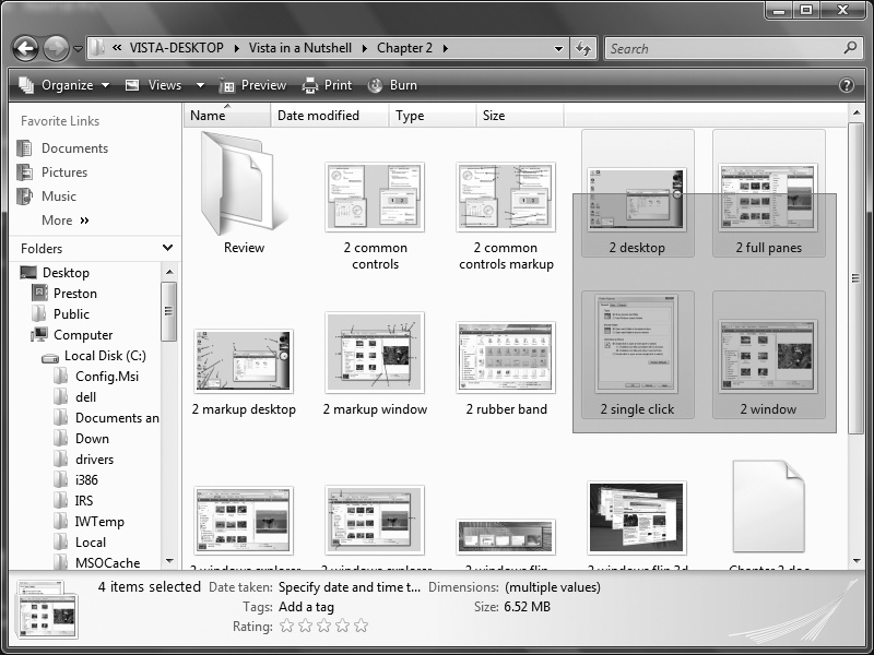 Selecting multiple files by dragging a “rubber band”